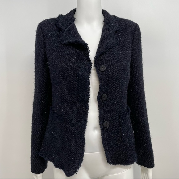 Blue Les Copains Midnight Blue 2 Piece Set Blazer & A Line Dress Suit Size 40 - Picture 4 of 16